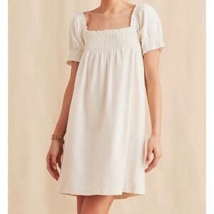 Faherty Ramona Organic Cotton Dress Womens Sz XS Egret Cottagecore Sustainable